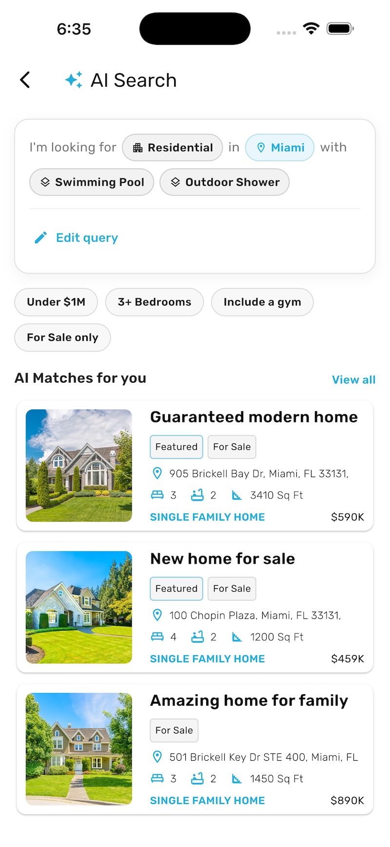 AI Property Search with voice